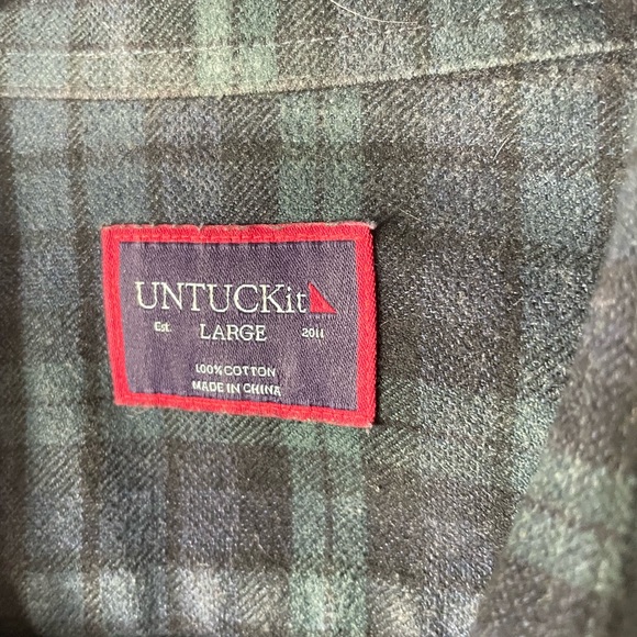 Untuckit Black Watch Plaid Flannel Shirt Sz L - Picture 5 of 5